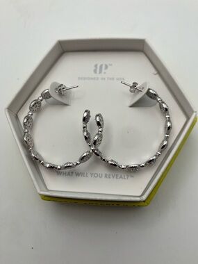Rare Bomb Party Sterling Silver Textured Hoop Earrings